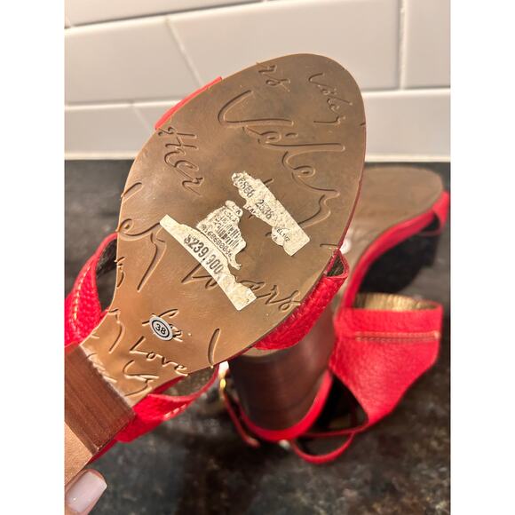 Velez Womens Croc-Embossed Leather Block Heel Strap Sandals Vacation Red Size 38 - Picture 9 of 11